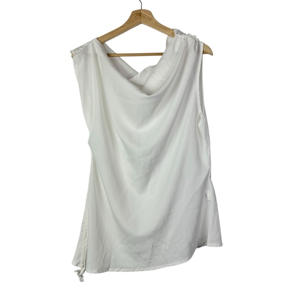 Shein White Cowl Neck Asymmetrical Hem Sleeveless Blouse XL - Picture 1 of 3